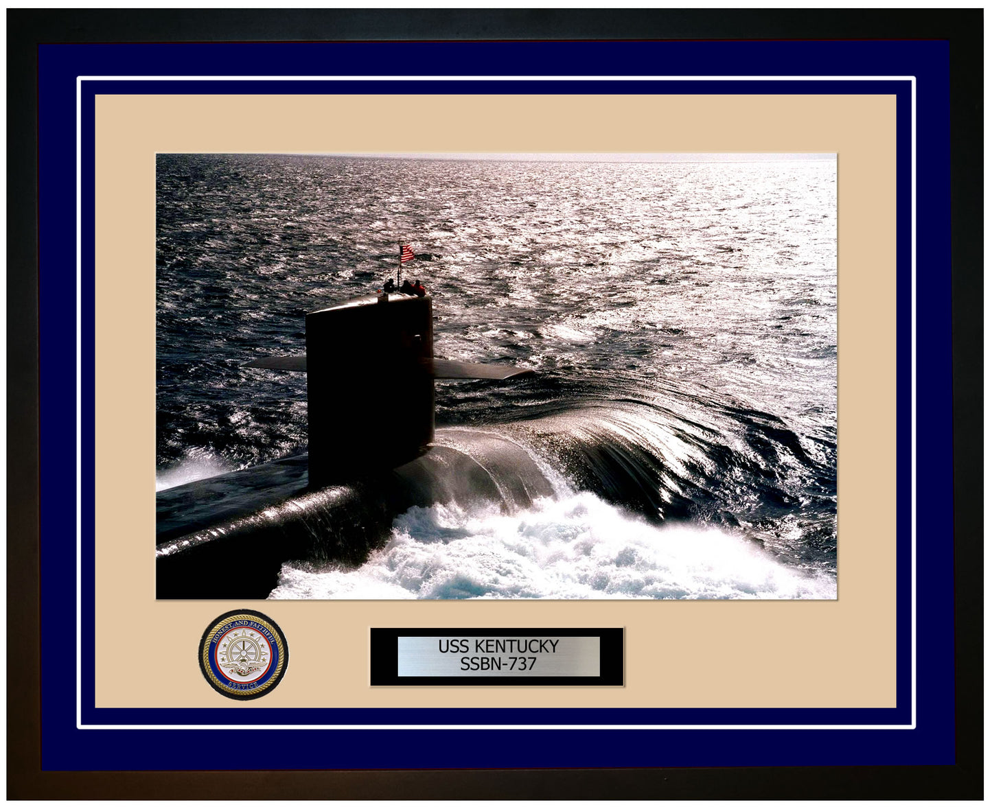 USS Kentucky SSBN-737 Framed Navy Ship Photo Blue