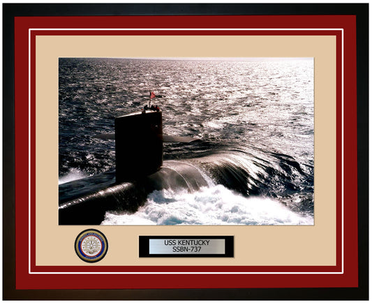 USS Kentucky SSBN-737 Framed Navy Ship Photo Burgundy