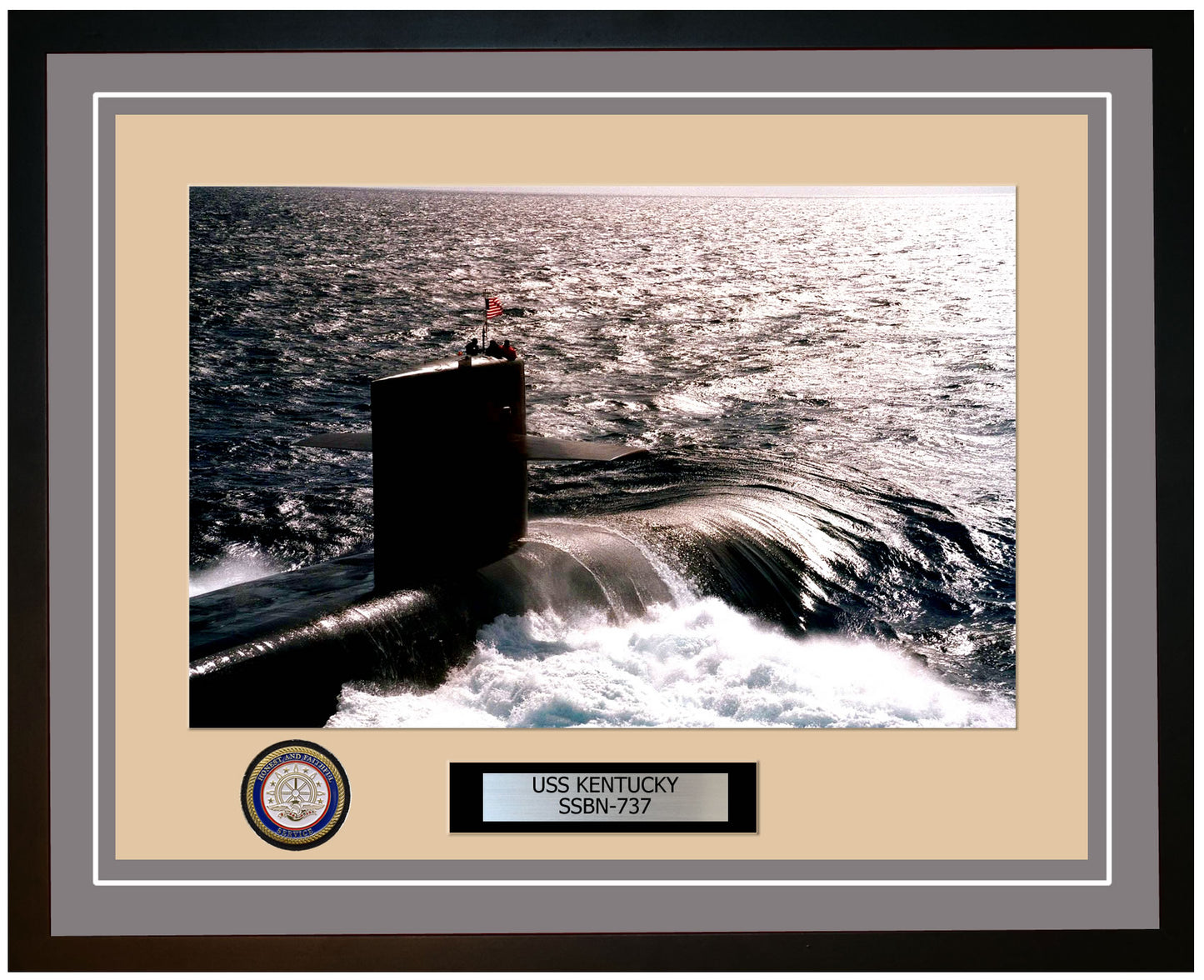 USS Kentucky SSBN-737 Framed Navy Ship Photo Grey