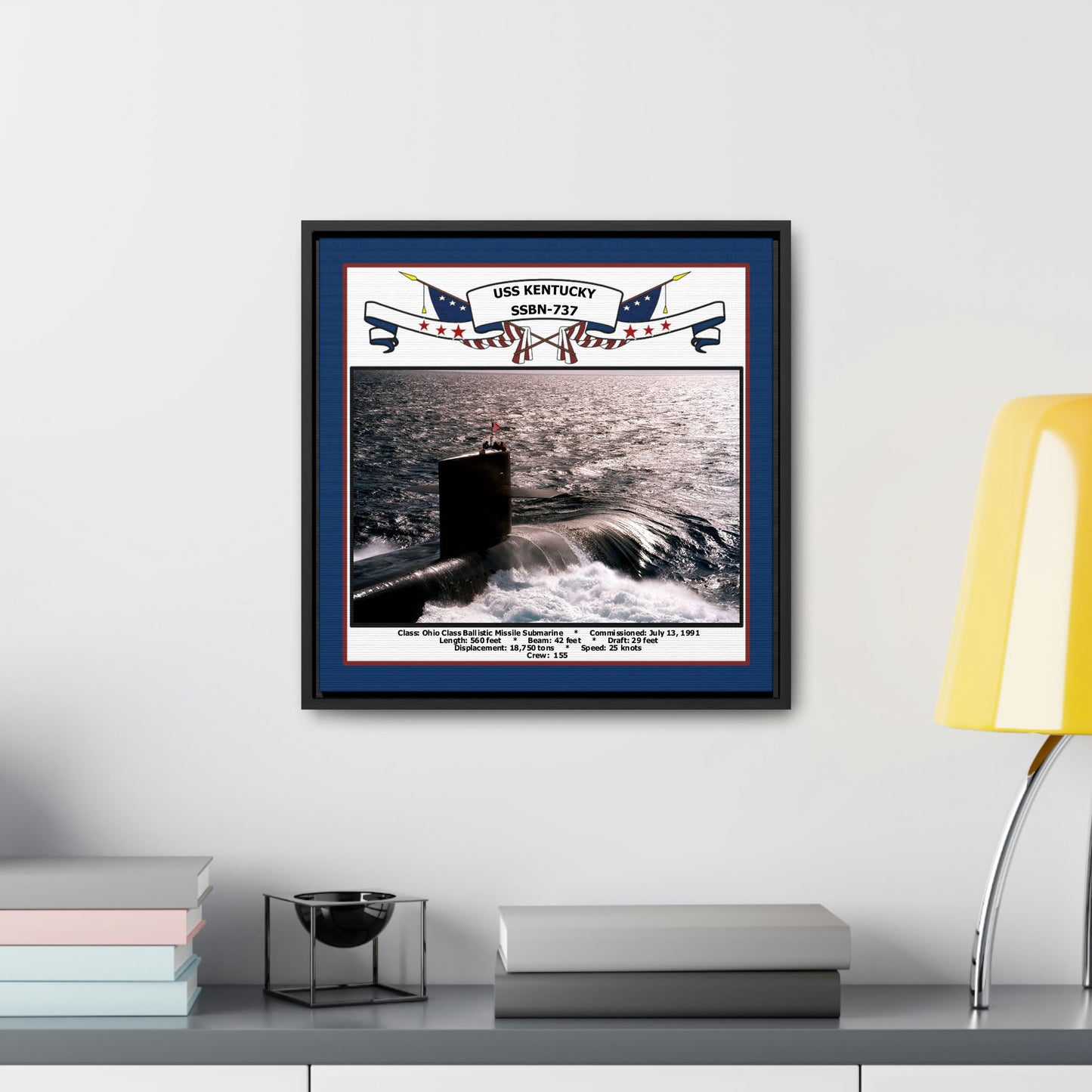 USS Kentucky SSBN-737 Navy Floating Frame Photo Desk View