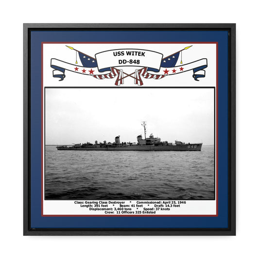USS Witek DD-848 Navy Floating Frame Photo Front View