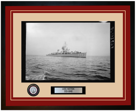 USS WITEK DD-848 Framed Navy Ship Photo Burgundy