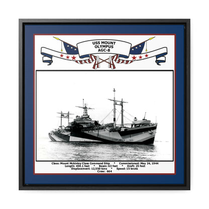 USS Mount Olympus AGC-8 Navy Floating Frame Photo Front View