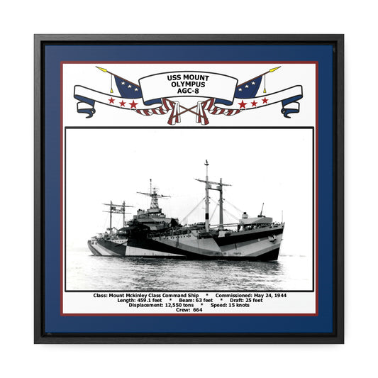 USS Mount Olympus AGC-8 Navy Floating Frame Photo Front View
