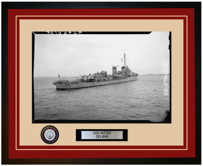 USS WITEK DD-848 Framed Navy Ship Photo Burgundy