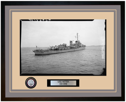 USS WITEK DD-848 Framed Navy Ship Photo Grey