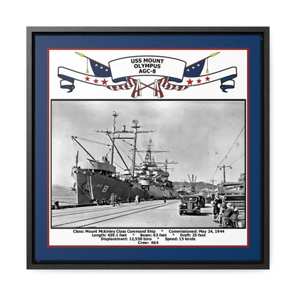 USS Mount Olympus AGC-8 Navy Floating Frame Photo Front View