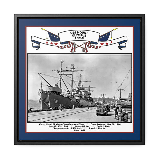 USS Mount Olympus AGC-8 Navy Floating Frame Photo Front View