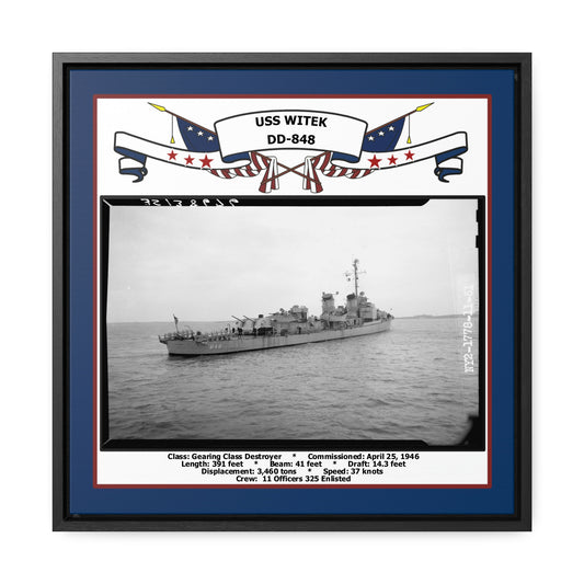 USS Witek DD-848 Navy Floating Frame Photo Front View