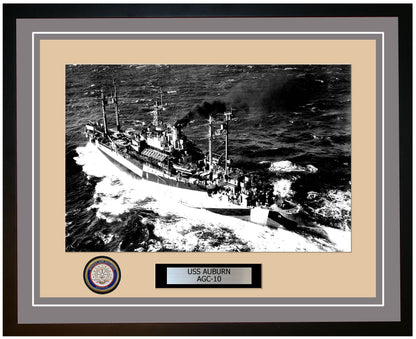 USS Auburn AGC-10 Framed Navy Ship Photo Grey