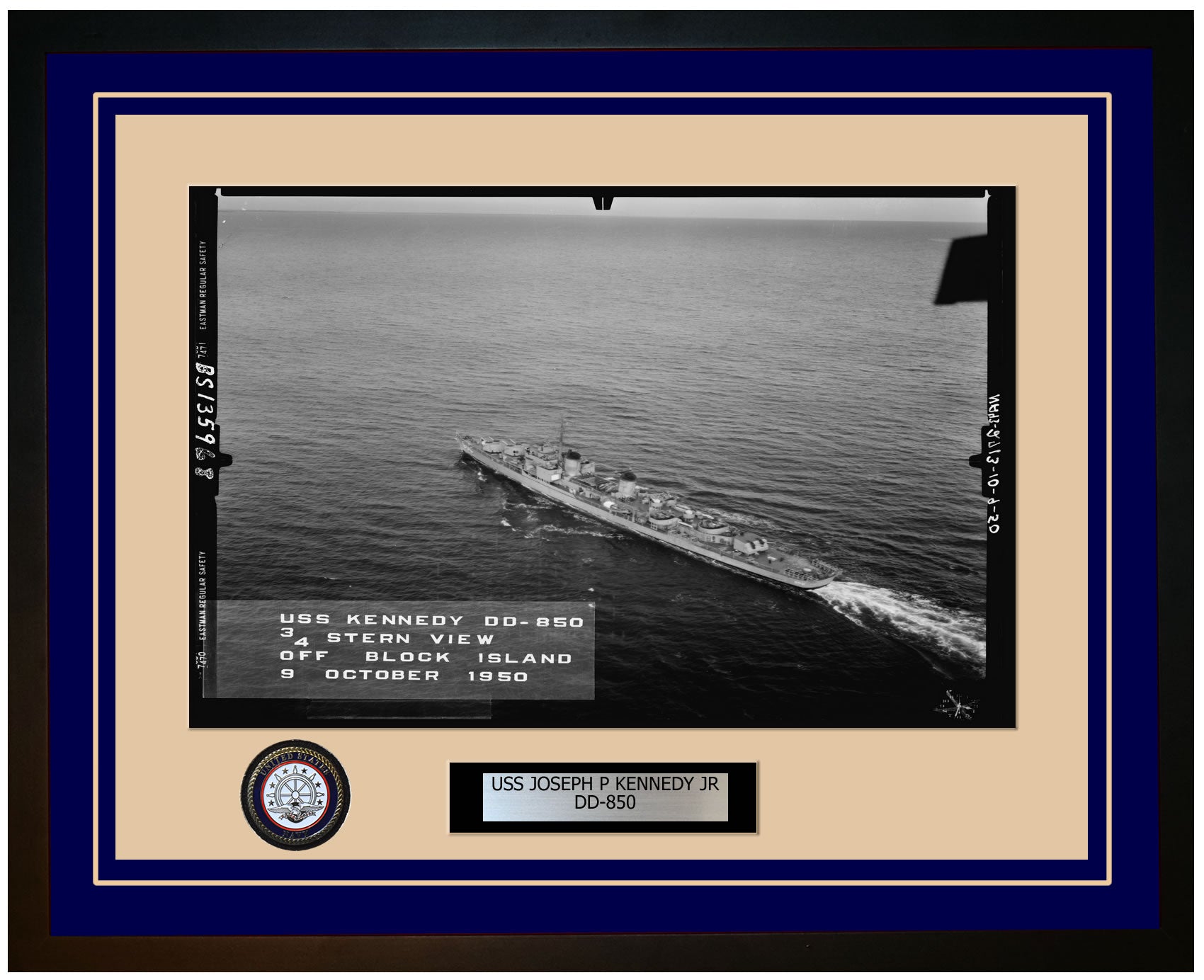 USS JOSEPH P KENNEDY JR DD-850 Framed Navy Ship Photo Blue