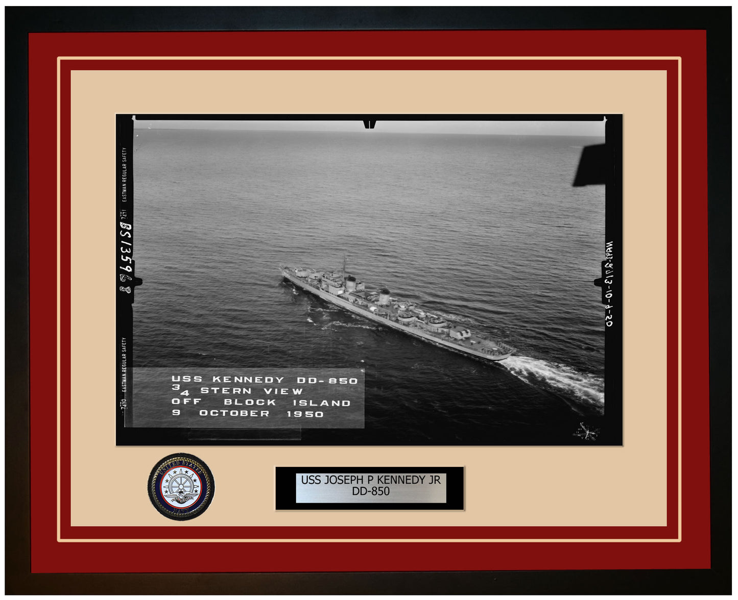 USS JOSEPH P KENNEDY JR DD-850 Framed Navy Ship Photo Burgundy