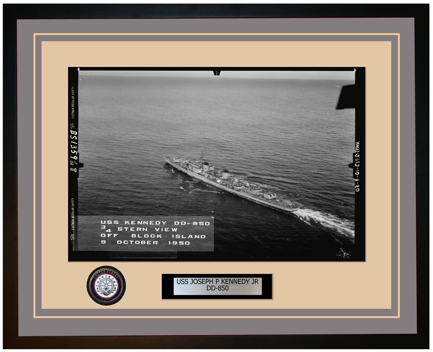 USS JOSEPH P KENNEDY JR DD-850 Framed Navy Ship Photo Grey