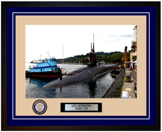 USS Nebraska SSBN-739 Framed Navy Ship Photo Blue