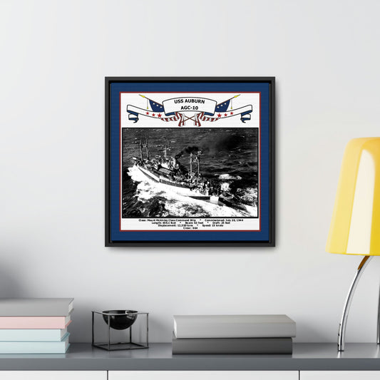 USS Auburn AGC-10 Navy Floating Frame Photo Desk View