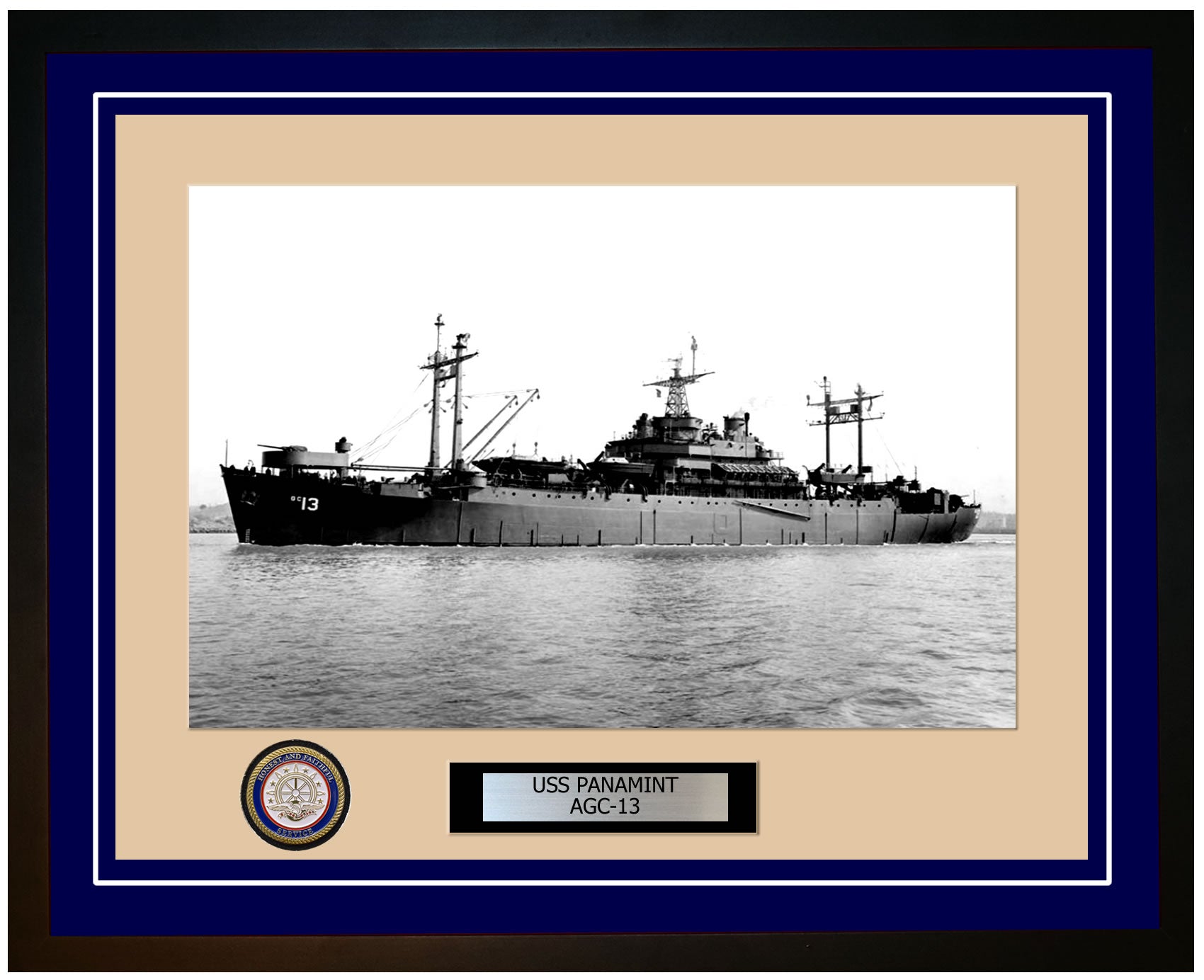USS Panamint AGC-13 Framed Navy Ship Photo Blue