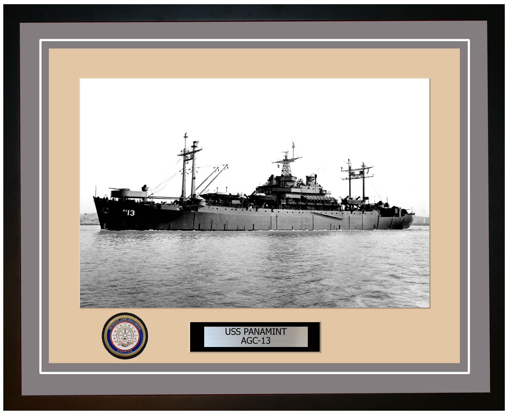 USS Panamint AGC-13 Framed Navy Ship Photo Grey