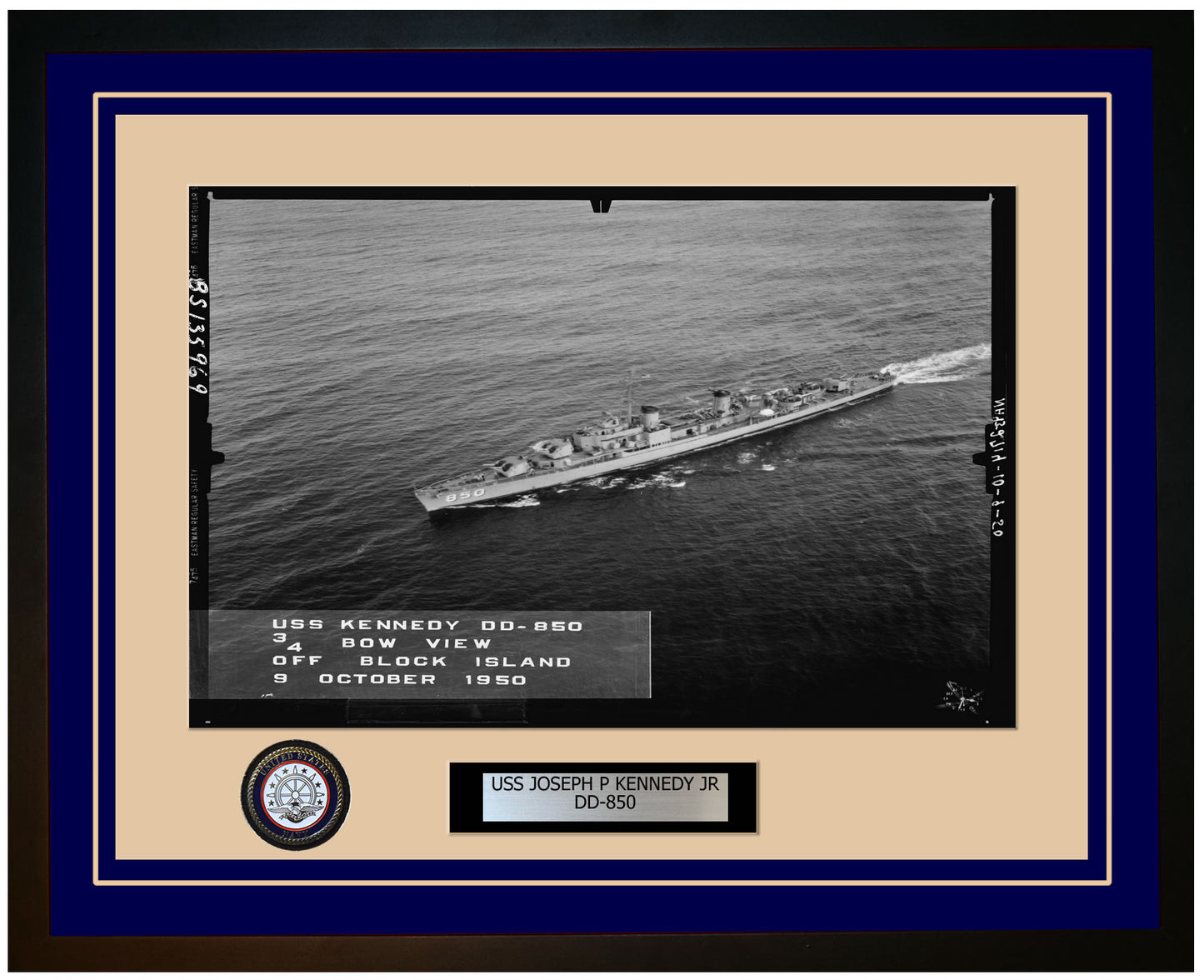 USS JOSEPH P KENNEDY JR DD-850 Framed Navy Ship Photo Blue