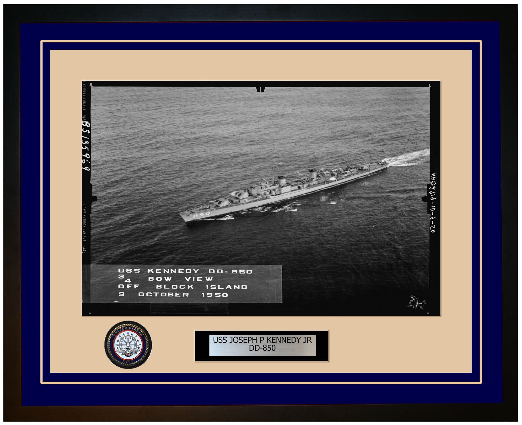 USS JOSEPH P KENNEDY JR DD-850 Framed Navy Ship Photo Blue