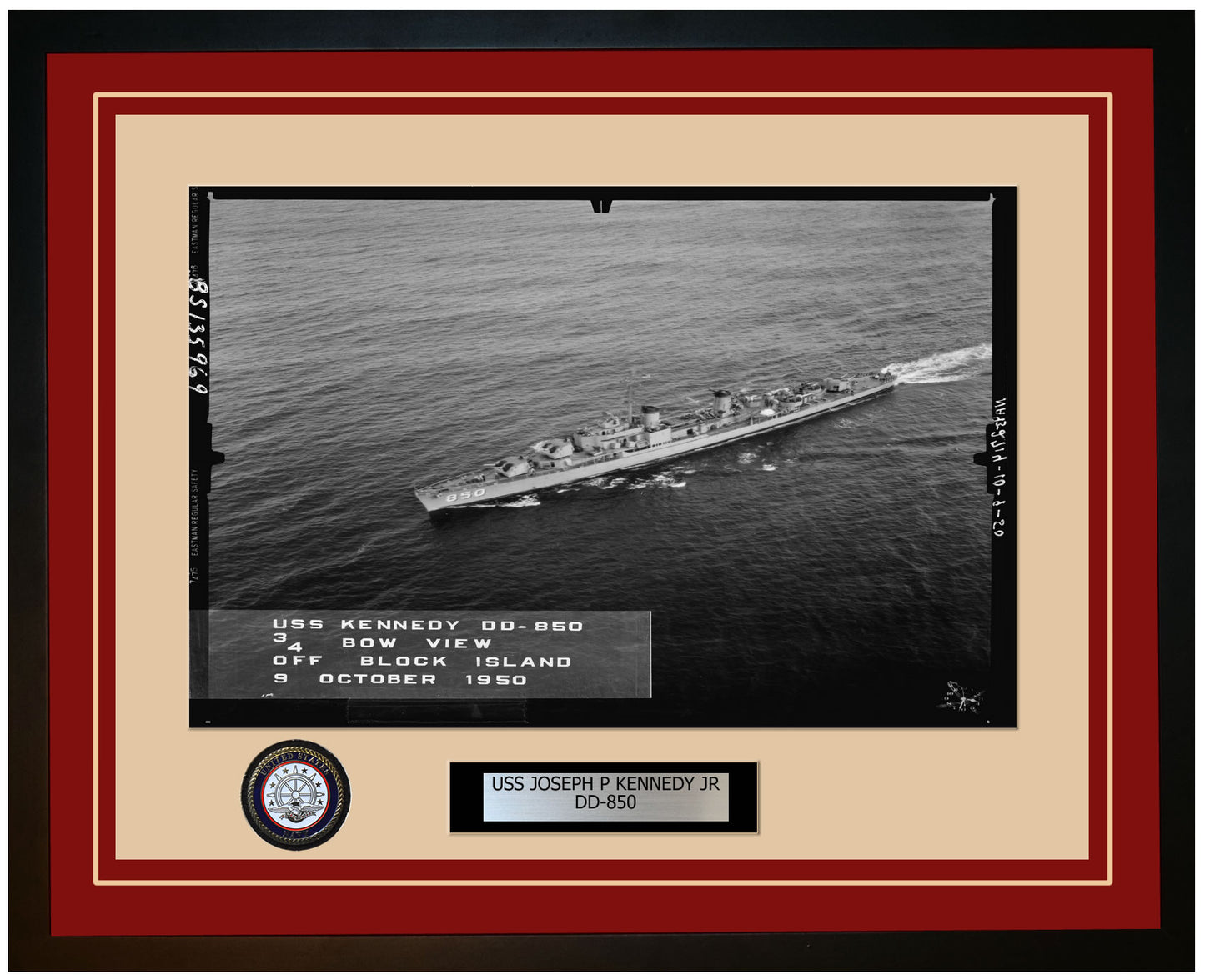 USS JOSEPH P KENNEDY JR DD-850 Framed Navy Ship Photo Burgundy