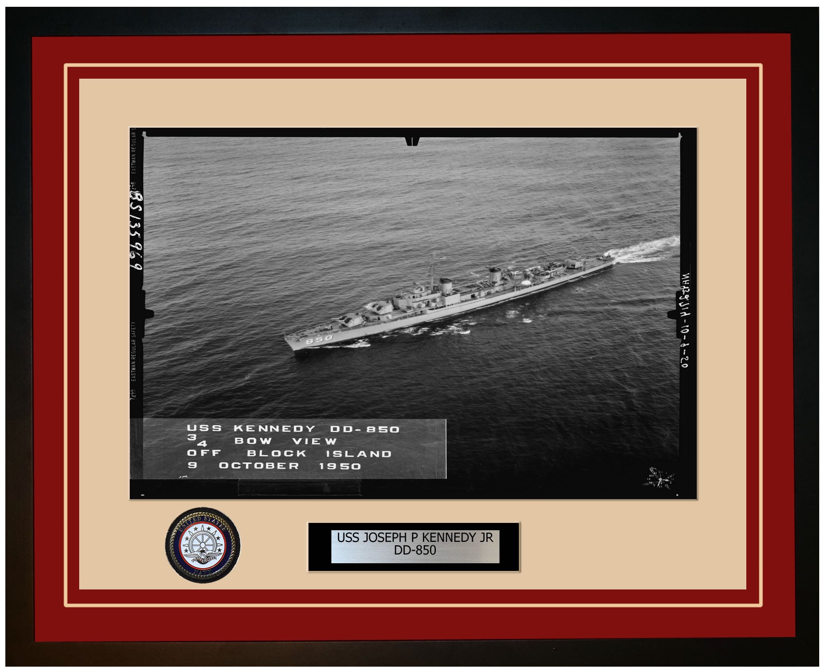 USS JOSEPH P KENNEDY JR DD-850 Framed Navy Ship Photo Burgundy