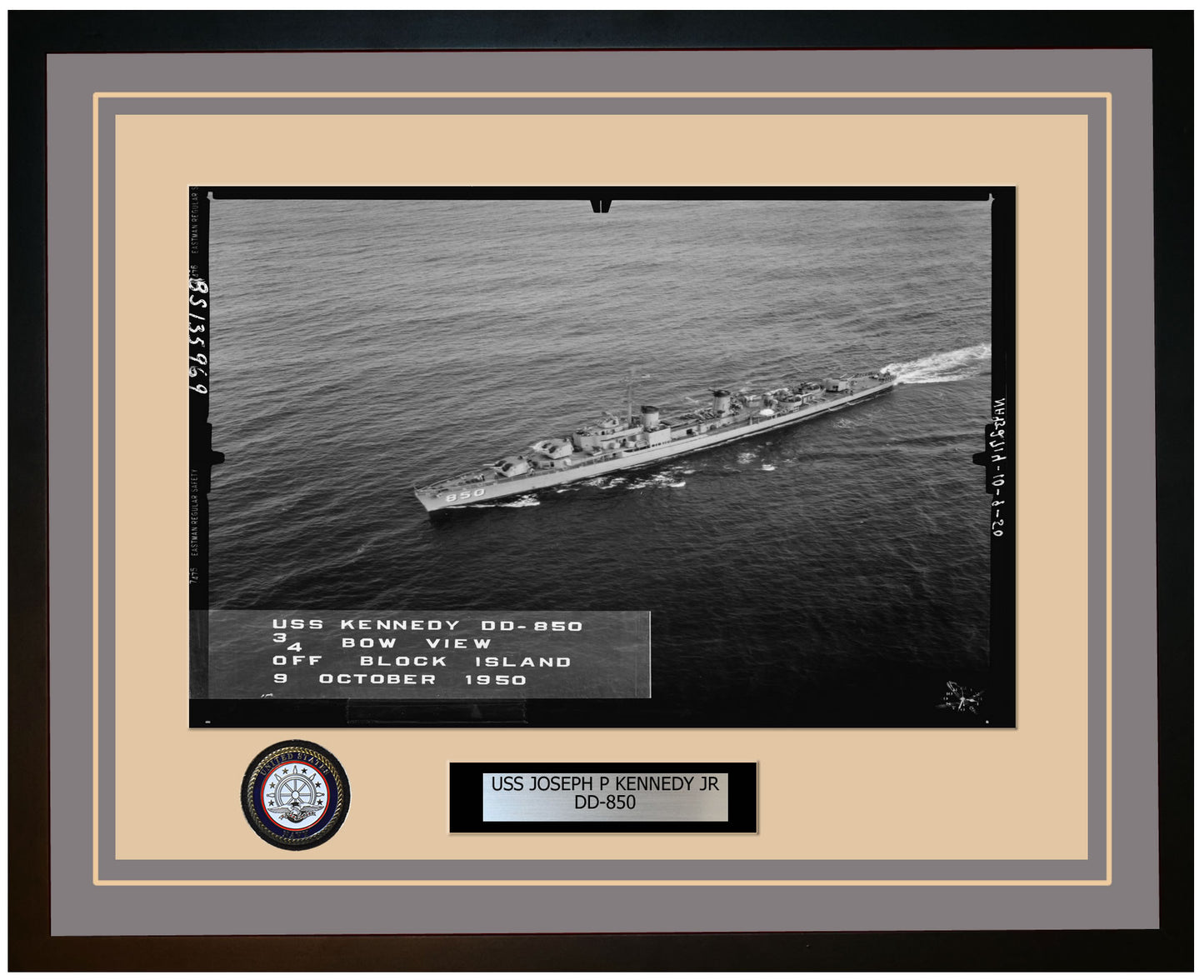 USS JOSEPH P KENNEDY JR DD-850 Framed Navy Ship Photo Grey