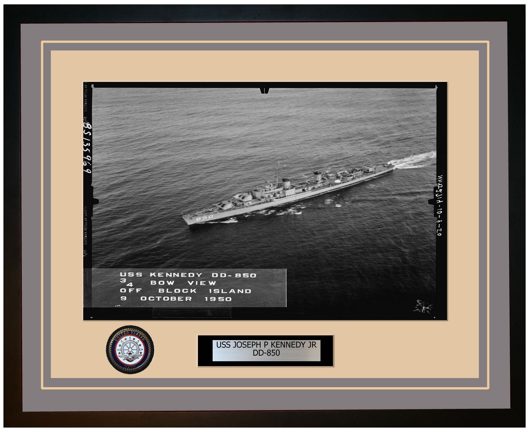 USS JOSEPH P KENNEDY JR DD-850 Framed Navy Ship Photo Grey