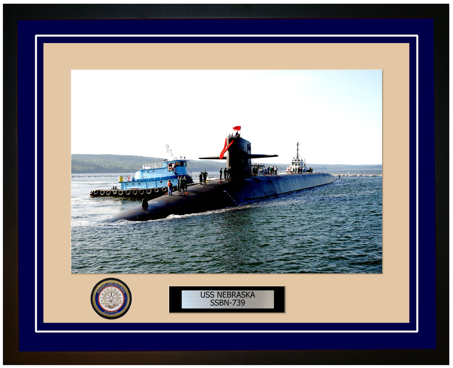 USS Nebraska SSBN-739 Framed Navy Ship Photo Blue
