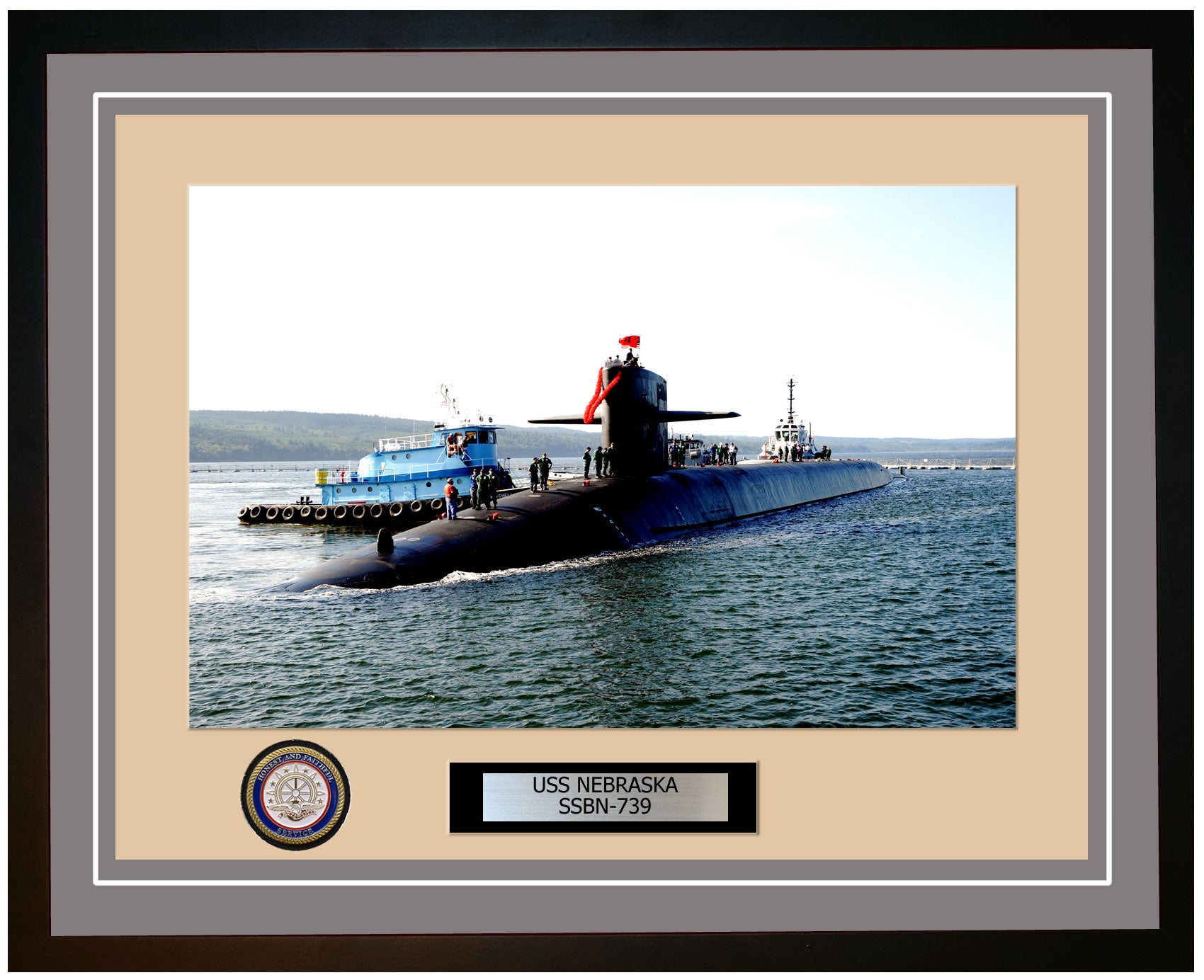 USS Nebraska SSBN-739 Framed Navy Ship Photo Grey