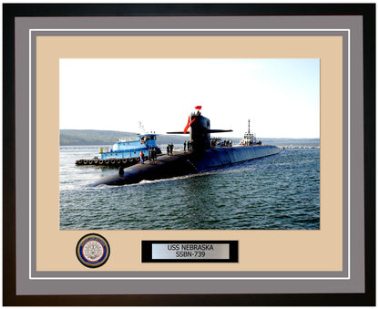 USS Nebraska SSBN-739 Framed Navy Ship Photo Grey
