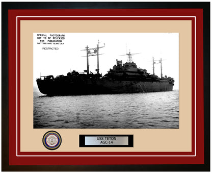 USS Teton AGC-14 Framed Navy Ship Photo Burgundy