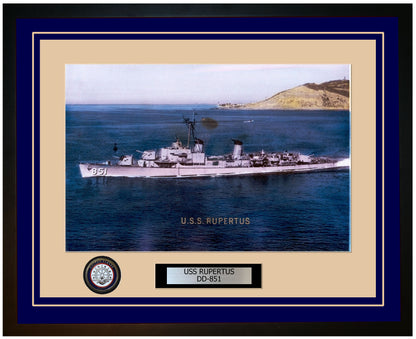 USS RUPERTUS DD-851 Framed Navy Ship Photo Blue