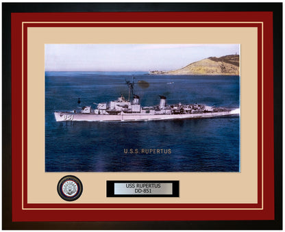 USS RUPERTUS DD-851 Framed Navy Ship Photo Burgundy