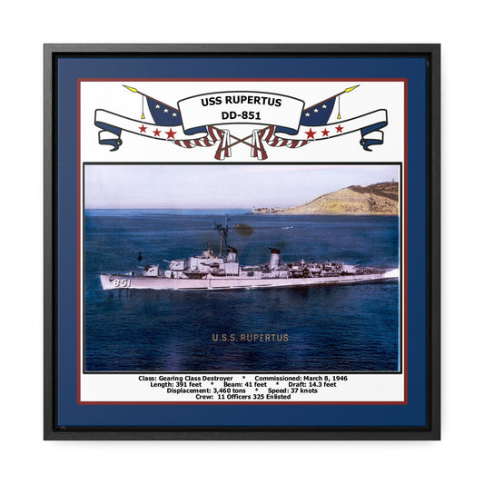 USS Rupertus DD-851 Navy Floating Frame Photo Front View