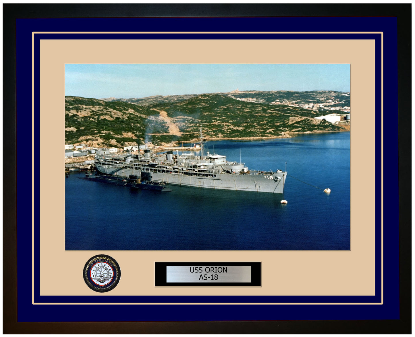 USS ORION AS-18 Framed Navy Ship Photo Blue