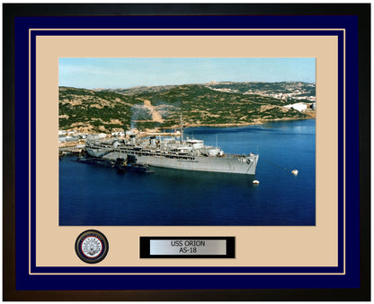 USS ORION AS-18 Framed Navy Ship Photo Blue