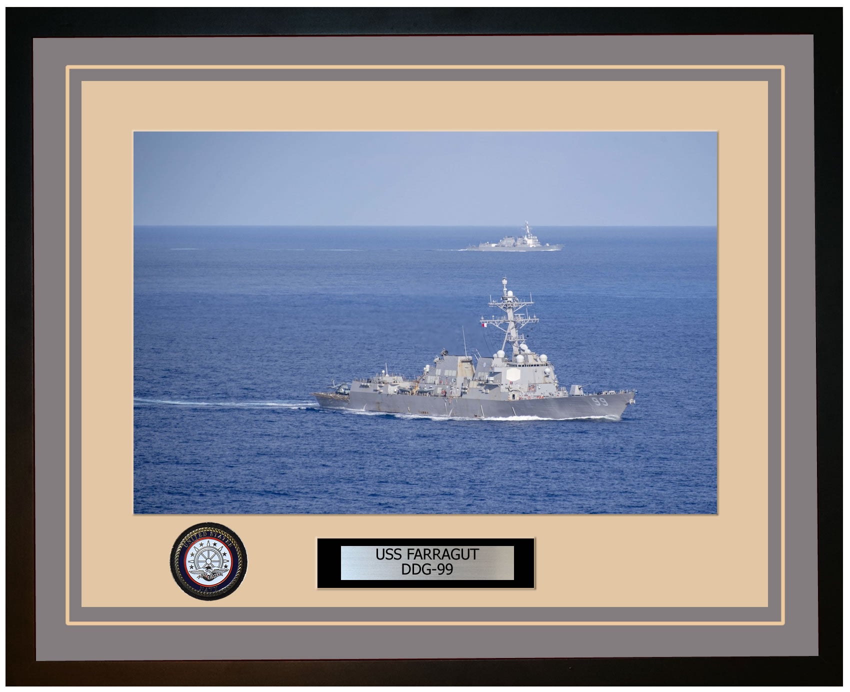 USS FARRAGUT DDG-99 Framed Navy Ship Photo Grey