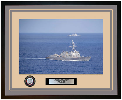 USS FARRAGUT DDG-99 Framed Navy Ship Photo Grey