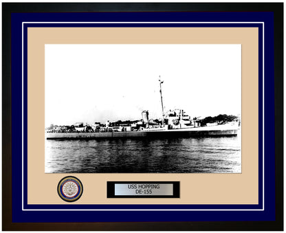 USS Hopping DE-155 Framed Navy Ship Photo Blue