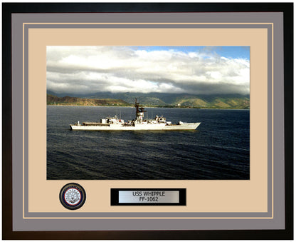 USS WHIPPLE FF-1062 Framed Navy Ship Photo Grey