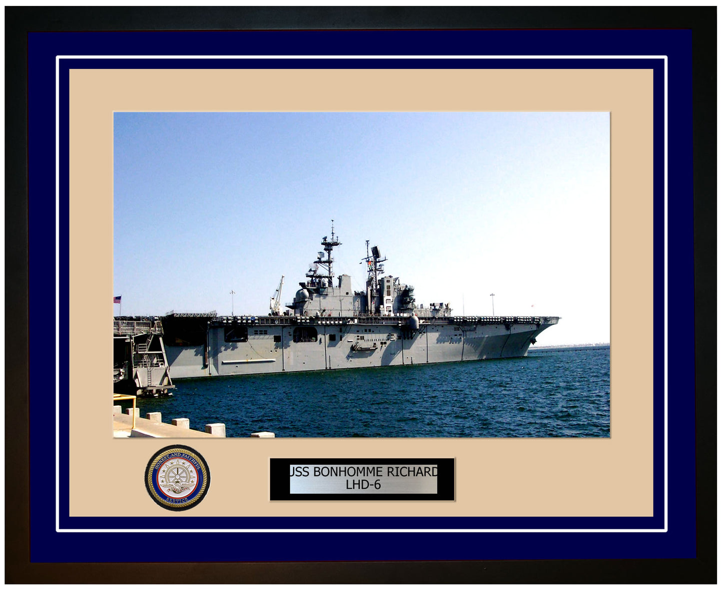USS Bonhomme Richard LHD-6 Framed Navy Ship Photo Blue