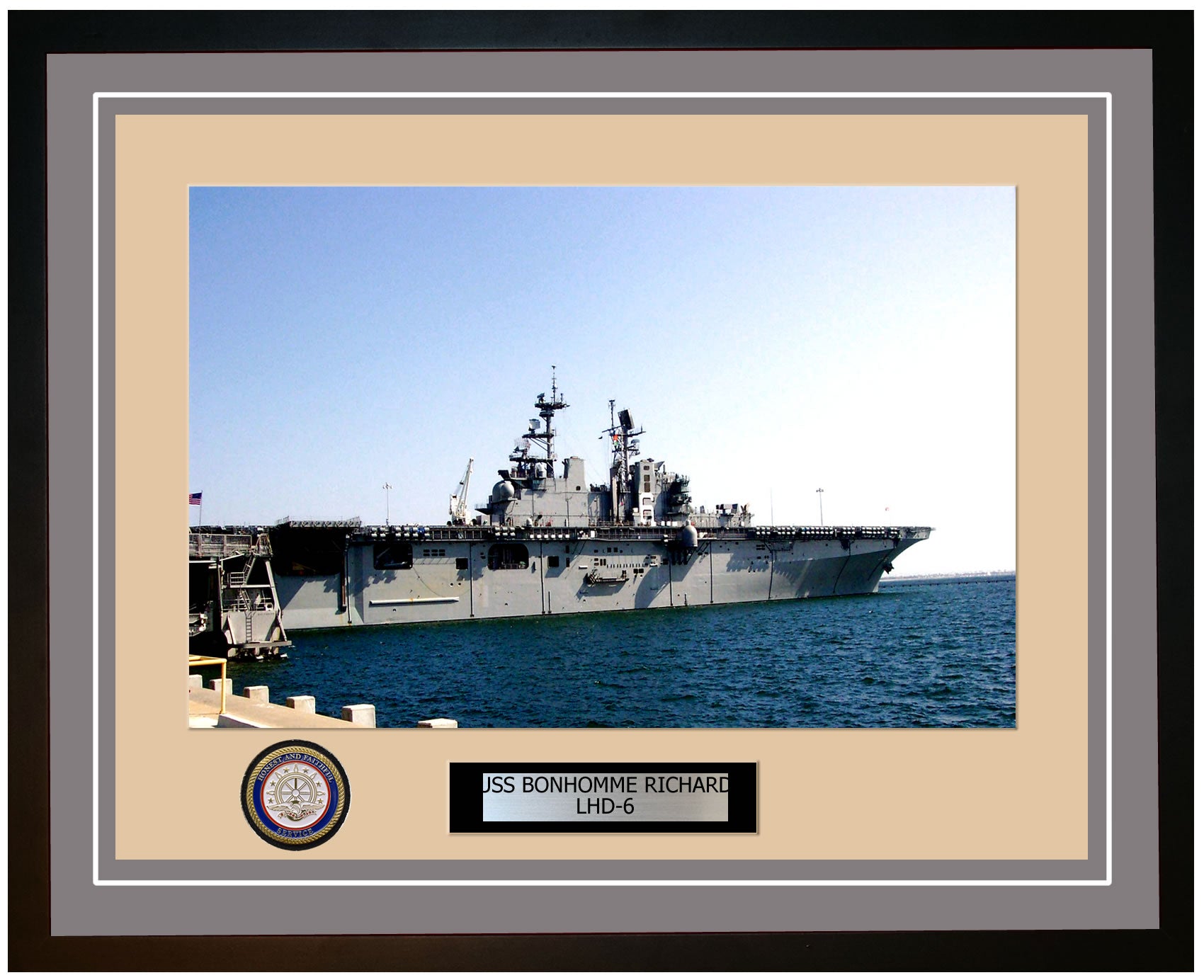USS Bonhomme Richard LHD-6 Framed Navy Ship Photo Grey