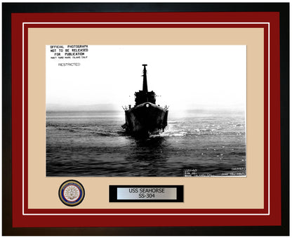 USS Seahorse SS-304 Framed Navy Ship Photo Burgundy