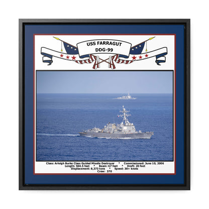 USS Farragut DDG-99 Navy Floating Frame Photo Front View