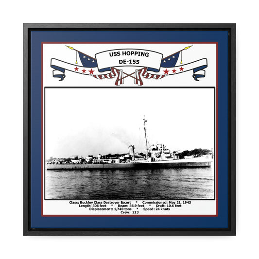 USS Hopping DE-155 Navy Floating Frame Photo Front View