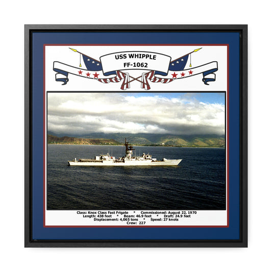 USS Whipple FF-1062 Navy Floating Frame Photo Front View