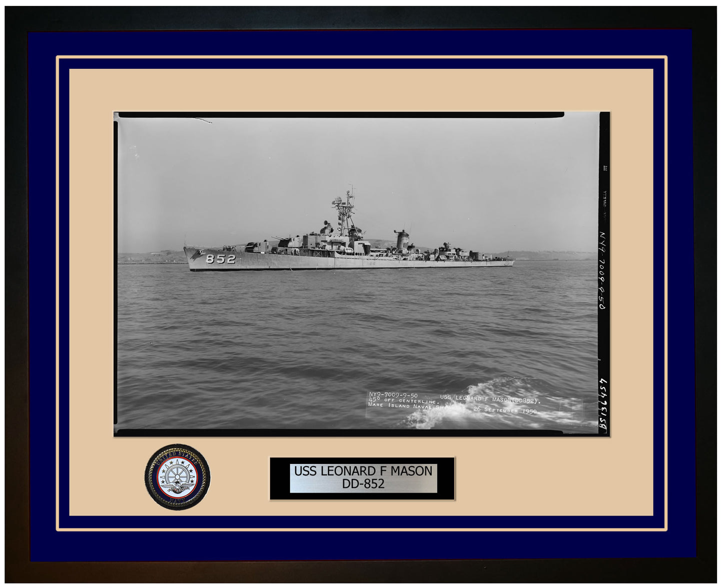 USS LEONARD F MASON DD-852 Framed Navy Ship Photo Blue