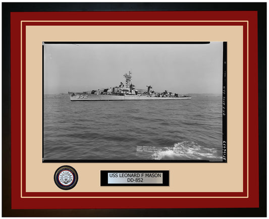 USS LEONARD F MASON DD-852 Framed Navy Ship Photo Burgundy