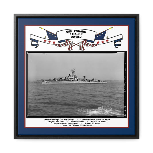 USS Leonard F Mason DD-852 Navy Floating Frame Photo Front View