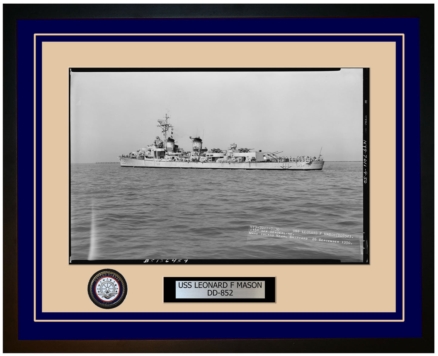USS LEONARD F MASON DD-852 Framed Navy Ship Photo Blue